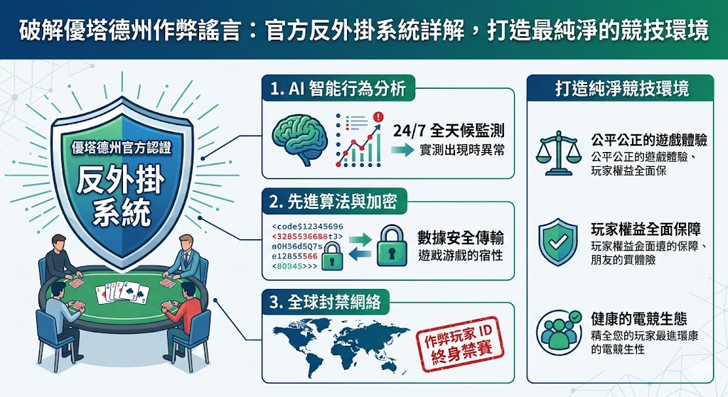 破解優塔德州作弊謠言：官方反外掛系統詳解，打造最純淨的競技環境武財神娛樂城APP下載送體驗金！